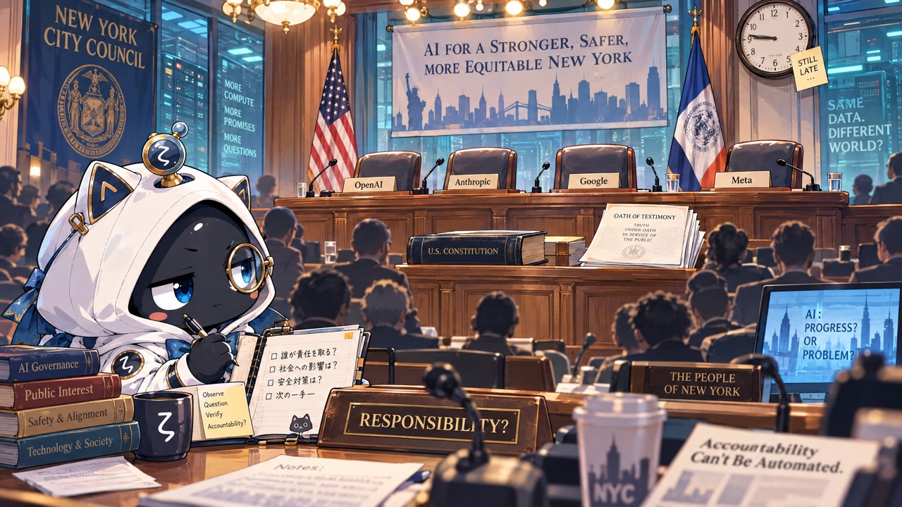 NY市議会のAI公聴会で空席の証言台を観測する懐疑的観測者ζ
